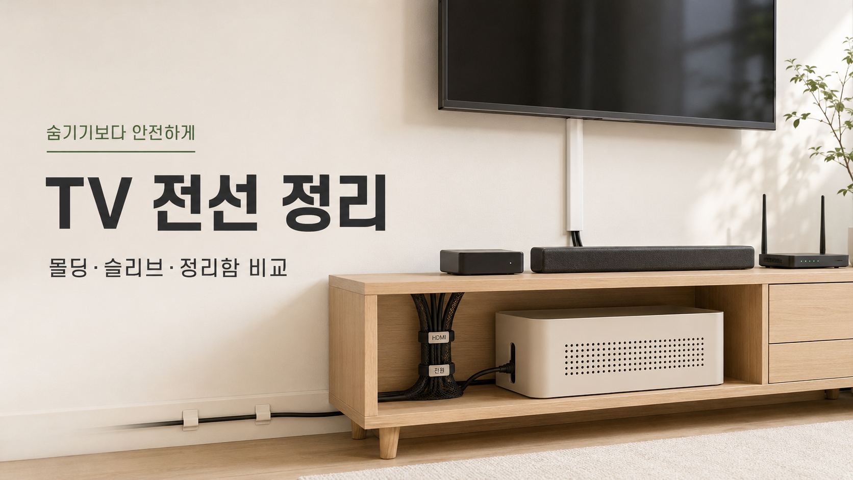 TV 전선가리개, 무조건 숨기면 위험해요! 몰딩·슬리브·정리함 비교