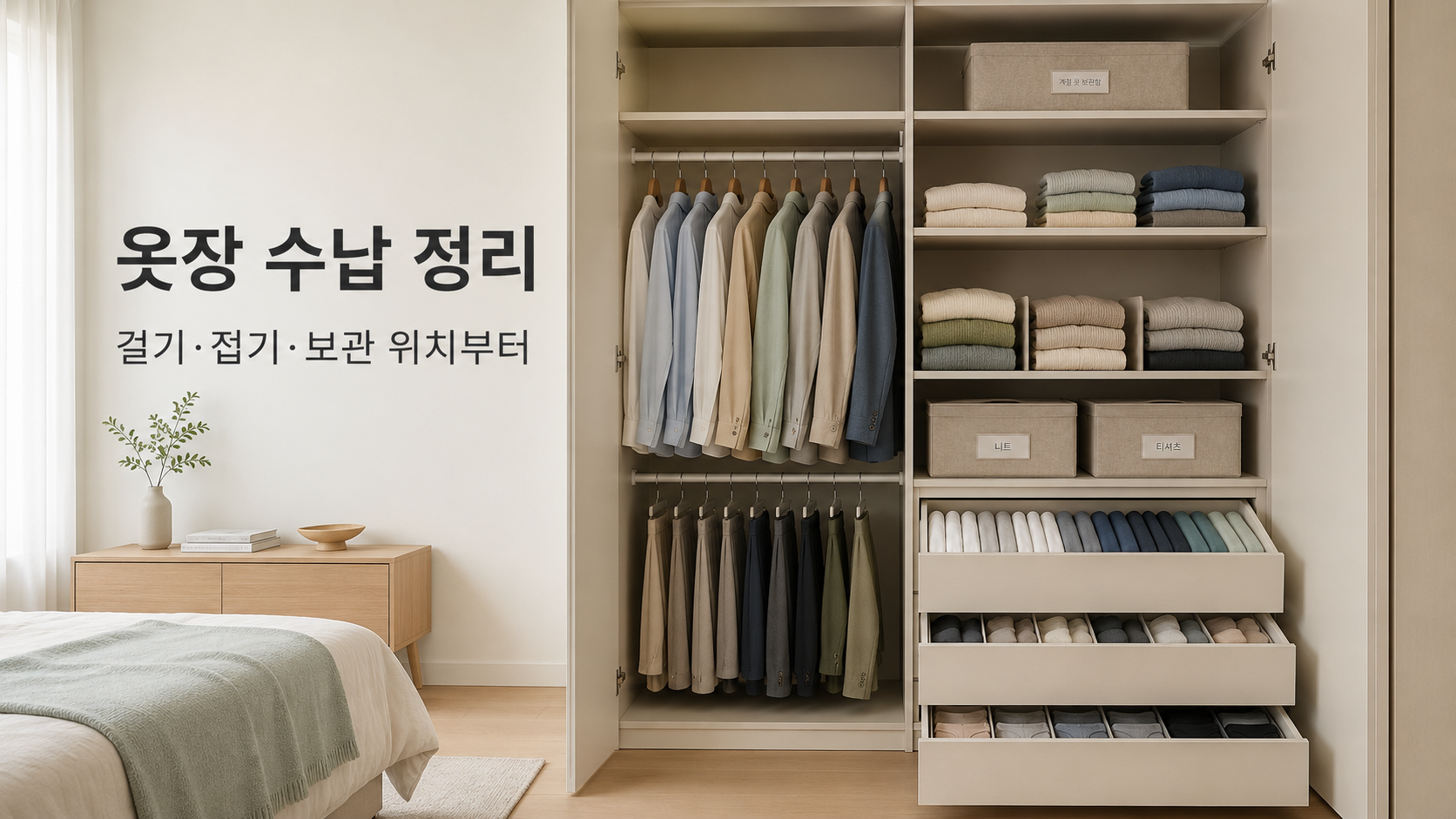 걸고, 접고, 보관하는 옷장 정리
