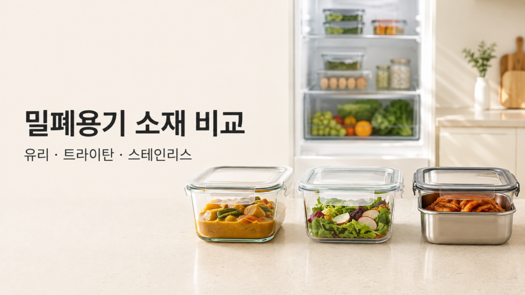유리·트라이탄·스테인리스 밀폐용기 비교