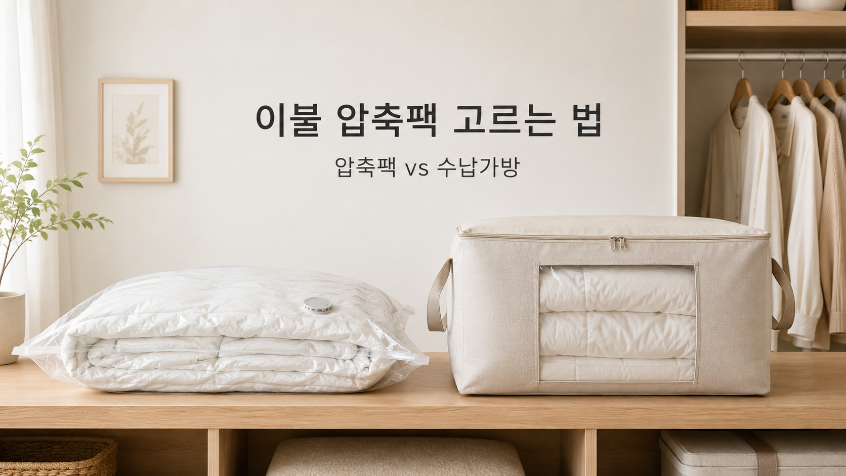 이불 압축팩과 수납가방 비교