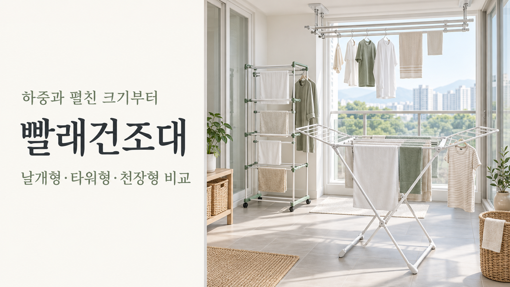 세 가지 빨래건조대 비교